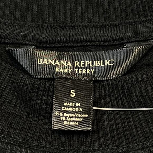 Banana Republic Sweater Womens Small Black Baby Terry Drawstring Pullover Top - Picture 8 of 12